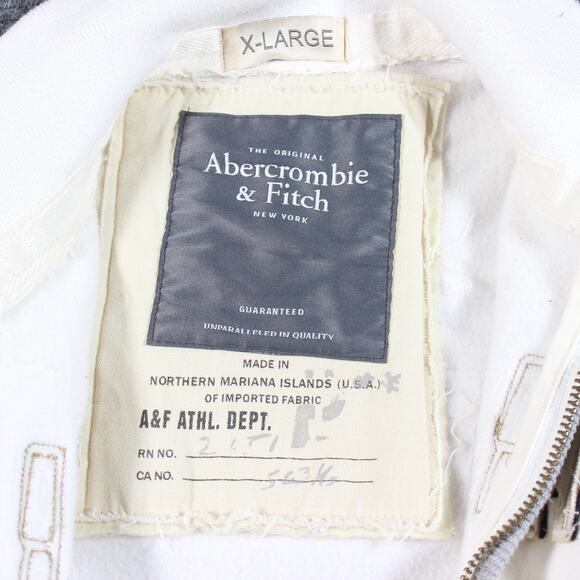 Abercrombie & Fitch Zip Jacket Mens XL White Mock Neck NY 36 Varsity - Picture 3 of 7